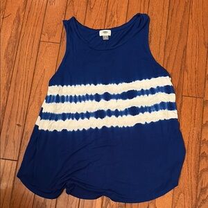 Old Navy Blue and White Tie-Dye Tank Top